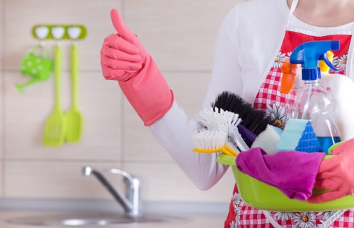 Cleaner in Earlscourt preparing a spotless kitchen surface