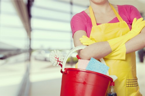 Cleaning team handling service arrangements and access details